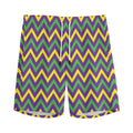 Mardi Gras Chevron Pattern Print Men's Athletic Shorts