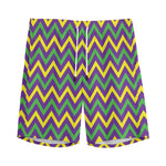 Mardi Gras Chevron Pattern Print Men's Sports Shorts