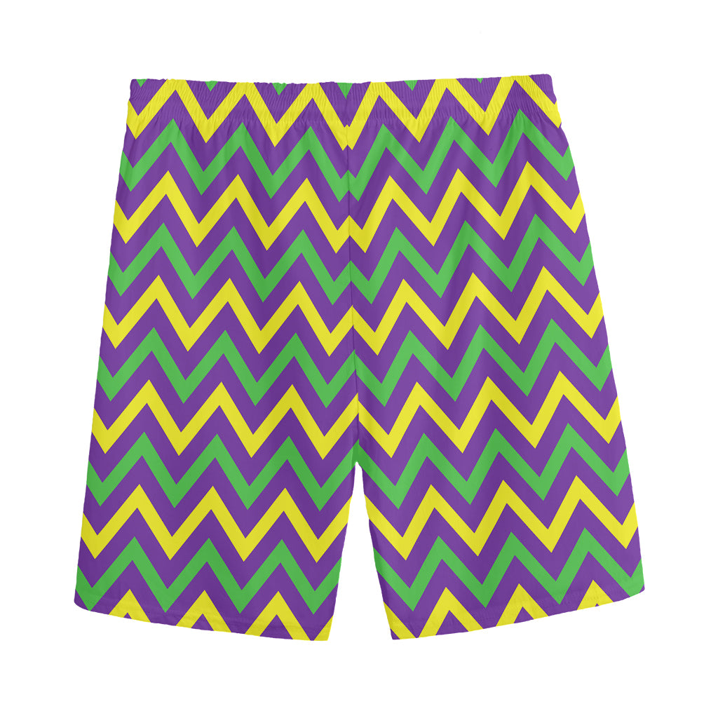 Mardi Gras Chevron Pattern Print Men's Sports Shorts