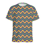 Mardi Gras Chevron Pattern Print Men's Sports T-Shirt