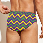 Mardi Gras Chevron Pattern Print Men's Swim Briefs