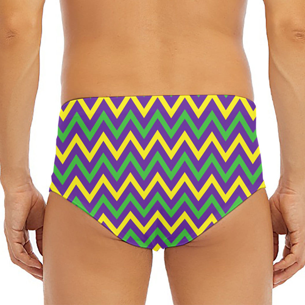Mardi Gras Chevron Pattern Print Men's Triangle Swim Briefs