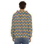 Mardi Gras Chevron Pattern Print Men's Velvet Pullover Hoodie