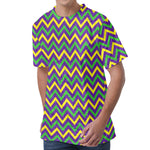 Mardi Gras Chevron Pattern Print Men's Velvet T-Shirt