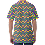 Mardi Gras Chevron Pattern Print Men's Velvet T-Shirt