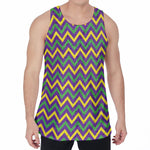 Mardi Gras Chevron Pattern Print Men's Velvet Tank Top
