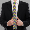 Mardi Gras Chevron Pattern Print Necktie