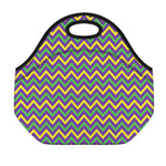 Mardi Gras Chevron Pattern Print Neoprene Lunch Bag