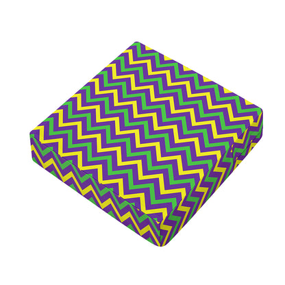 Mardi Gras Chevron Pattern Print Outdoor Seat Cushion Cover