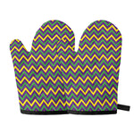 Mardi Gras Chevron Pattern Print Oven Mitts