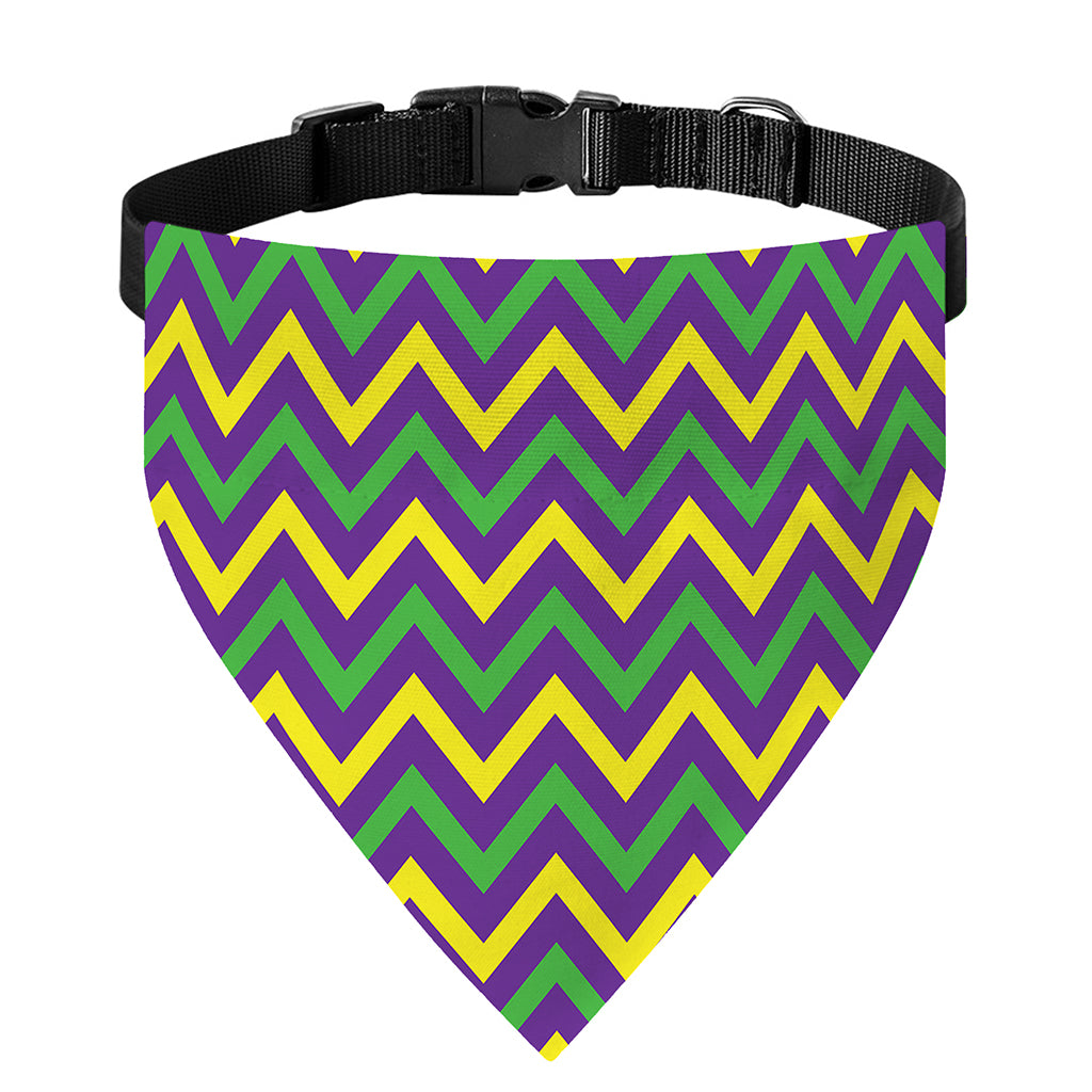 Mardi Gras Chevron Pattern Print Over The Collar Dog Bandana