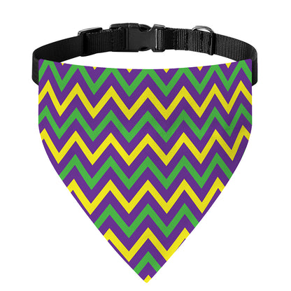 Mardi Gras Chevron Pattern Print Over The Collar Dog Bandana