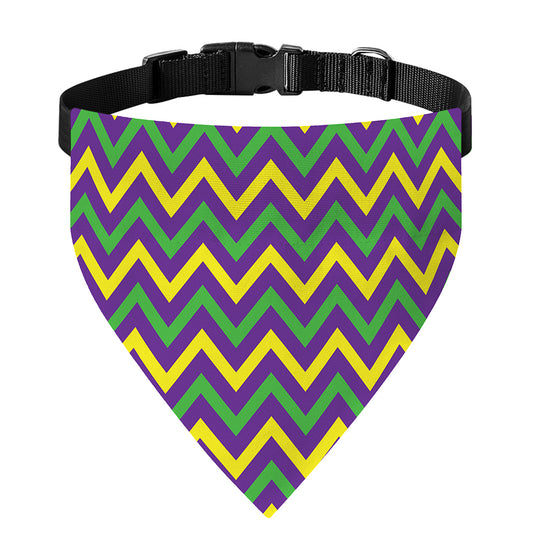 Mardi Gras Chevron Pattern Print Over The Collar Dog Bandana