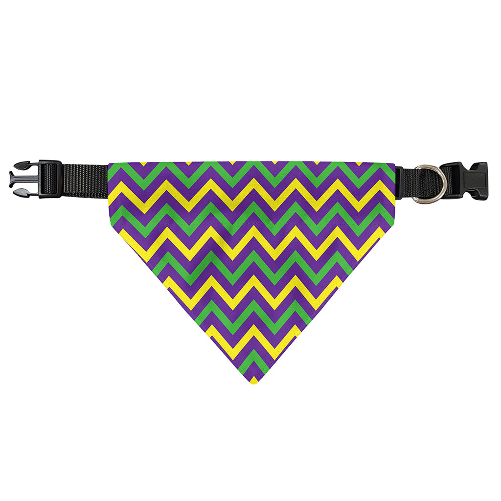 Mardi Gras Chevron Pattern Print Over The Collar Dog Bandana