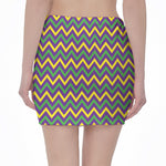 Mardi Gras Chevron Pattern Print Pencil Mini Skirt
