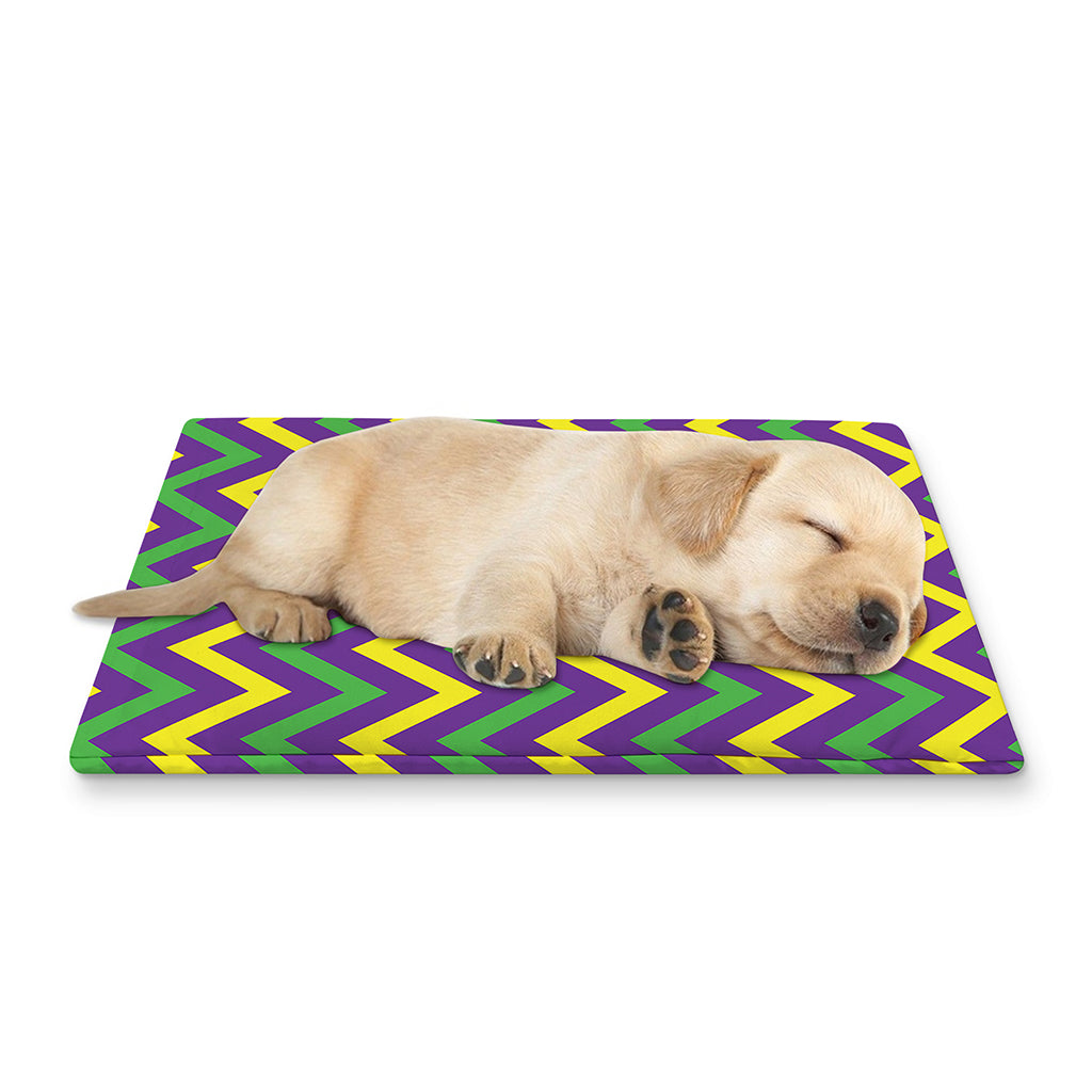 Mardi Gras Chevron Pattern Print Pet Cooling Mat Cover