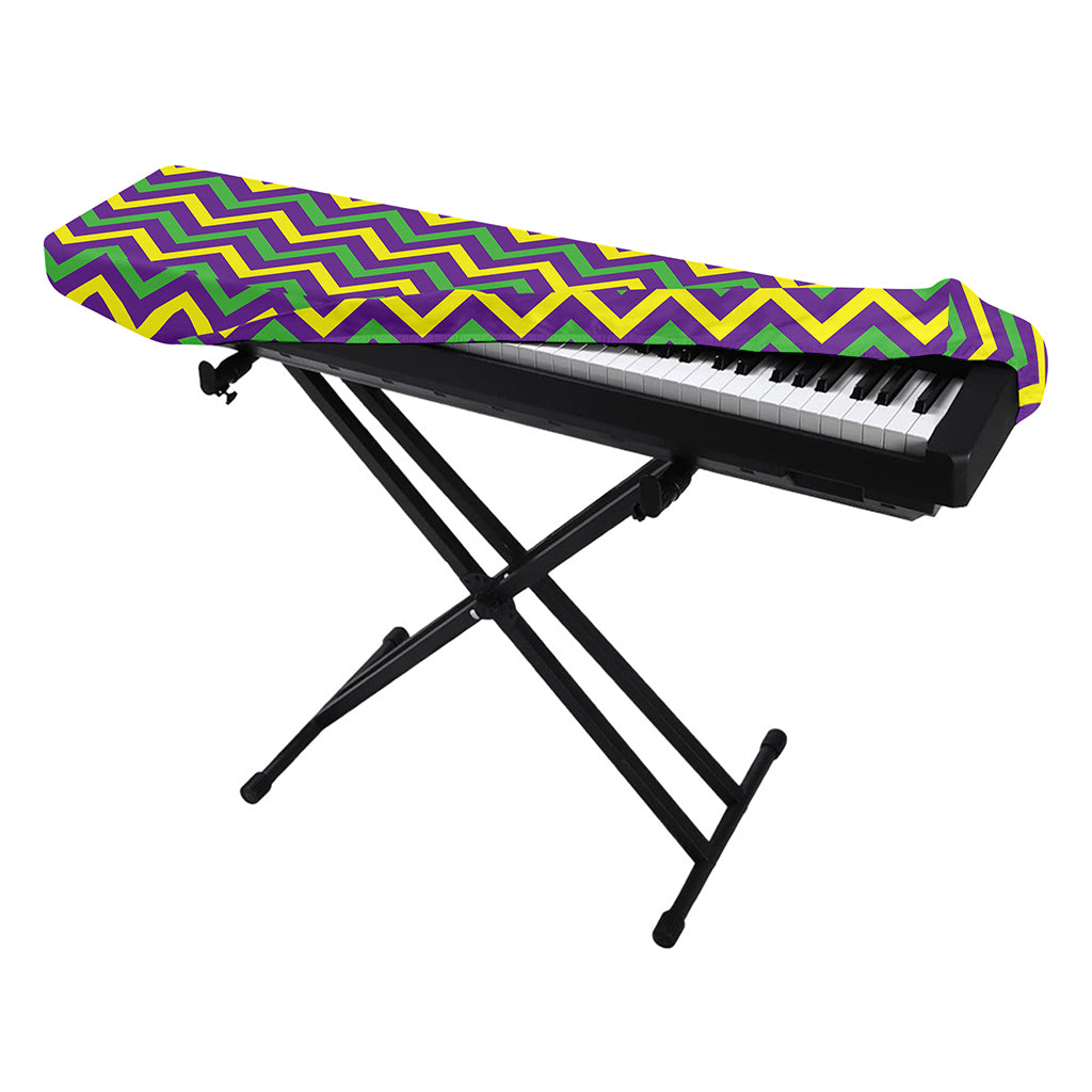 Mardi Gras Chevron Pattern Print Piano Keyboard Cover