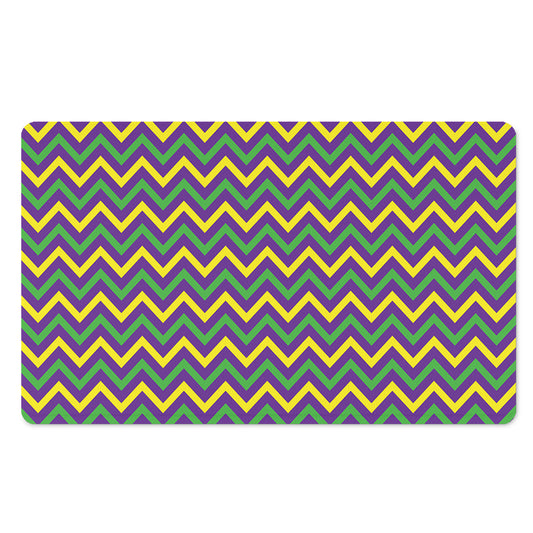 Mardi Gras Chevron Pattern Print Polyester Doormat