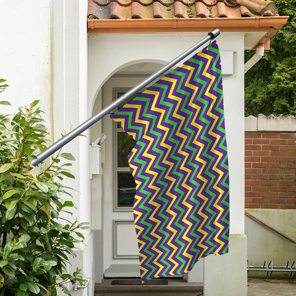 Mardi Gras Chevron Pattern Print Polyester Flag