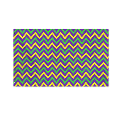 Mardi Gras Chevron Pattern Print Polyester Flag