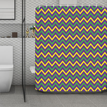 Mardi Gras Chevron Pattern Print Polyester Shower Curtain