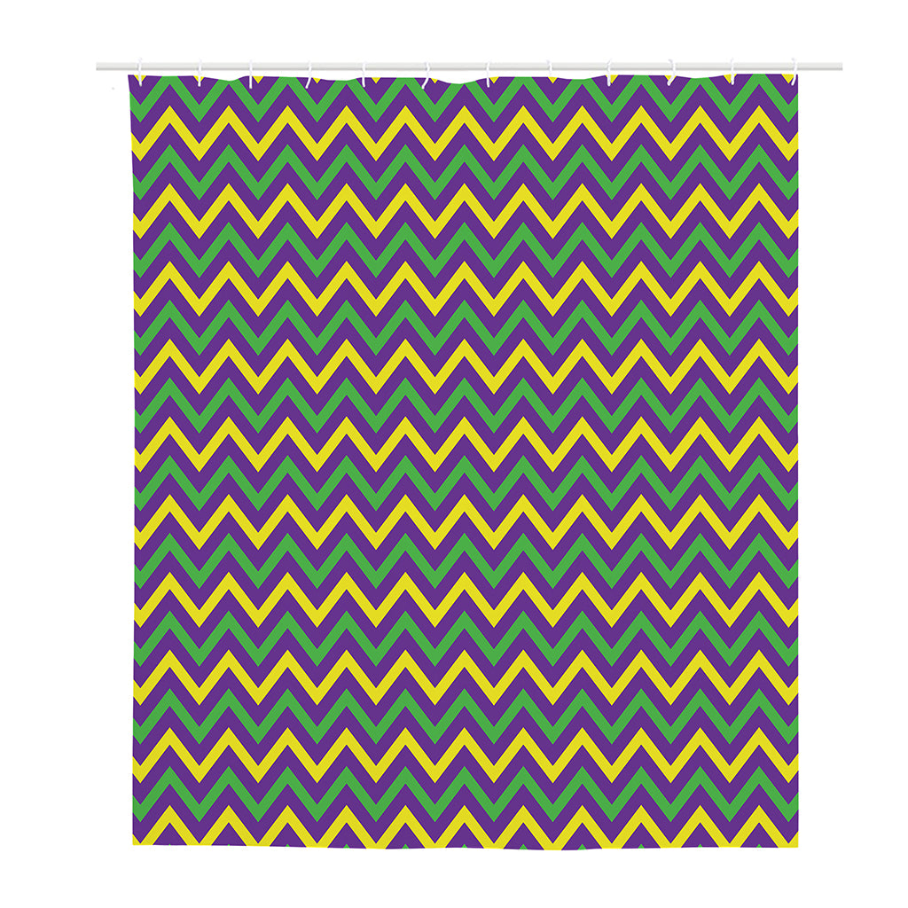 Mardi Gras Chevron Pattern Print Polyester Shower Curtain