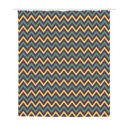 Mardi Gras Chevron Pattern Print Polyester Shower Curtain