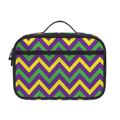 Mardi Gras Chevron Pattern Print Portable Lunch Bag