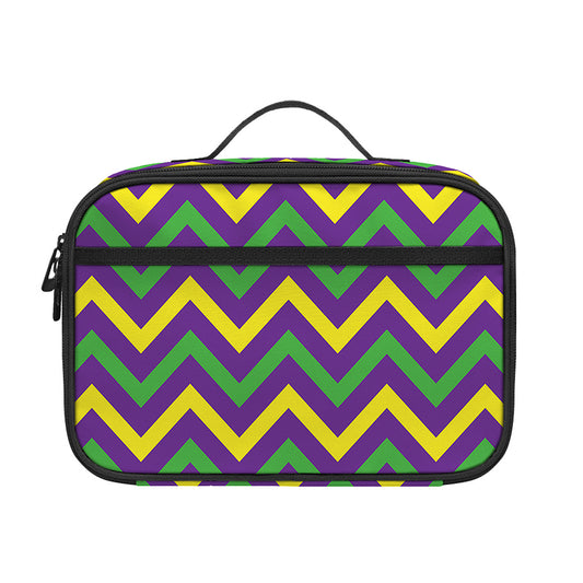 Mardi Gras Chevron Pattern Print Portable Lunch Bag