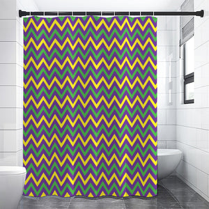 Mardi Gras Chevron Pattern Print Premium Shower Curtain