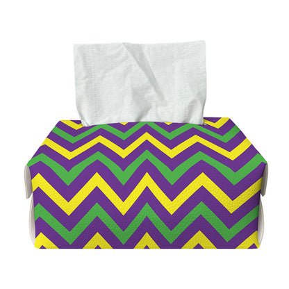 Mardi Gras Chevron Pattern Print Rectangle Tissue Box Cover