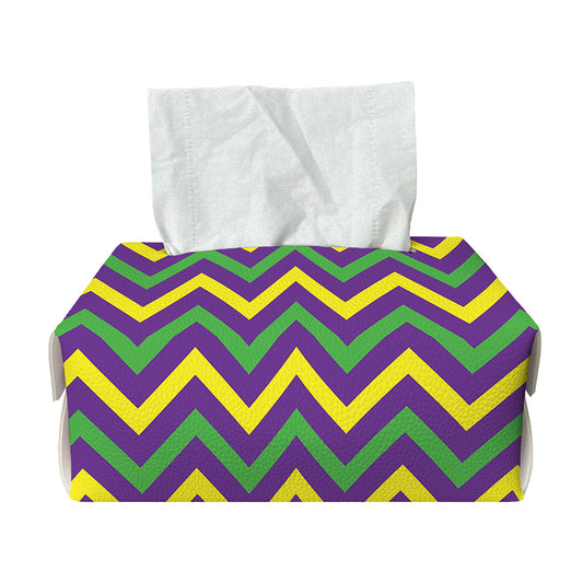 Mardi Gras Chevron Pattern Print Rectangle Tissue Box Cover