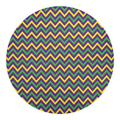 Mardi Gras Chevron Pattern Print Round Blanket