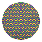 Mardi Gras Chevron Pattern Print Round Blanket