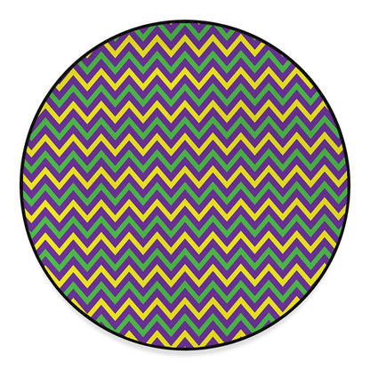 Mardi Gras Chevron Pattern Print Round Floor Mat