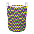 Mardi Gras Chevron Pattern Print Round Laundry Basket