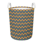 Mardi Gras Chevron Pattern Print Round Laundry Basket
