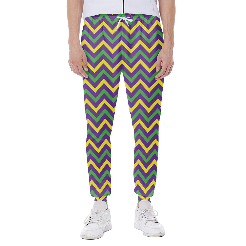 Mardi Gras Chevron Pattern Print Scuba Joggers