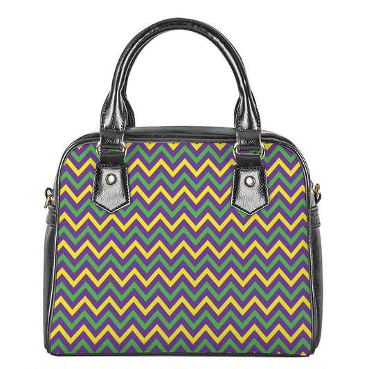 Mardi Gras Chevron Pattern Print Shoulder Handbag
