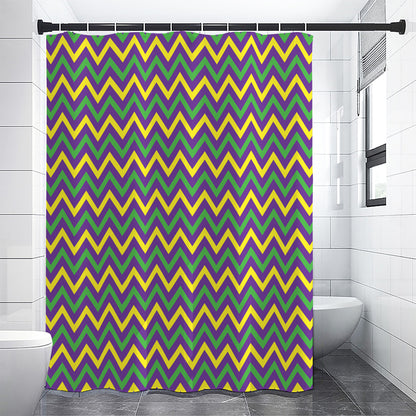 Mardi Gras Chevron Pattern Print Shower Curtain