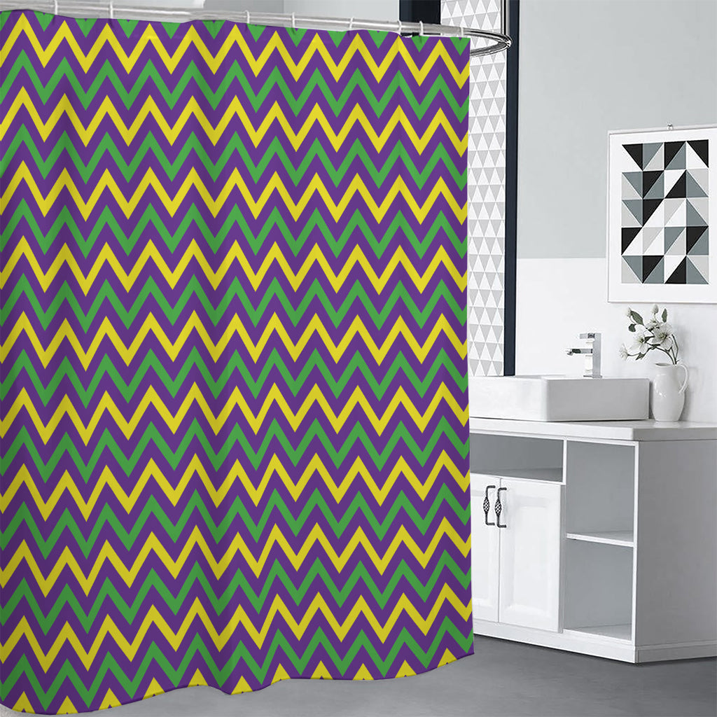 Mardi Gras Chevron Pattern Print Shower Curtain