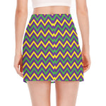 Mardi Gras Chevron Pattern Print Side Slit Mini Skirt