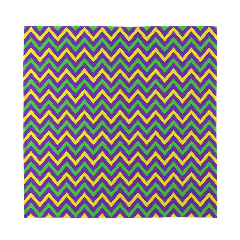 Mardi Gras Chevron Pattern Print Silk Bandana