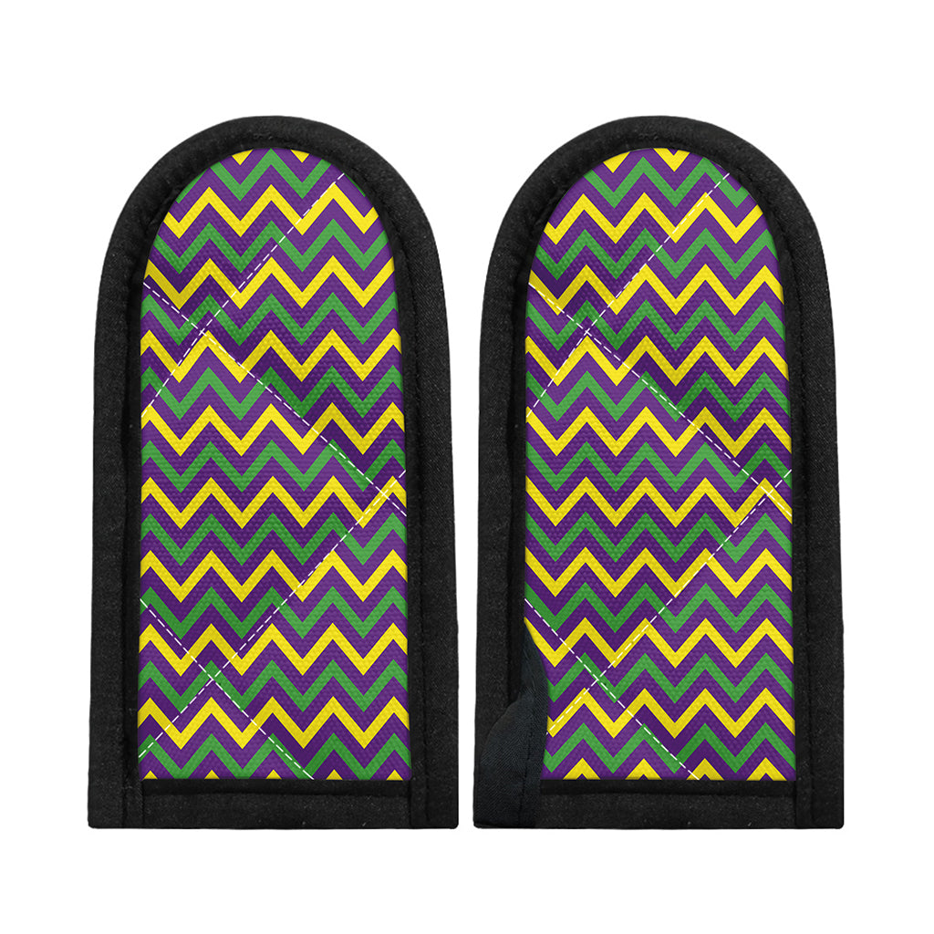 Mardi Gras Chevron Pattern Print Skillet Handle Cover