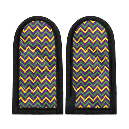 Mardi Gras Chevron Pattern Print Skillet Handle Cover