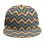 Mardi Gras Chevron Pattern Print Snapback Cap