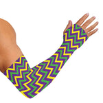 Mardi Gras Chevron Pattern Print Sun Protection Arm Sleeves