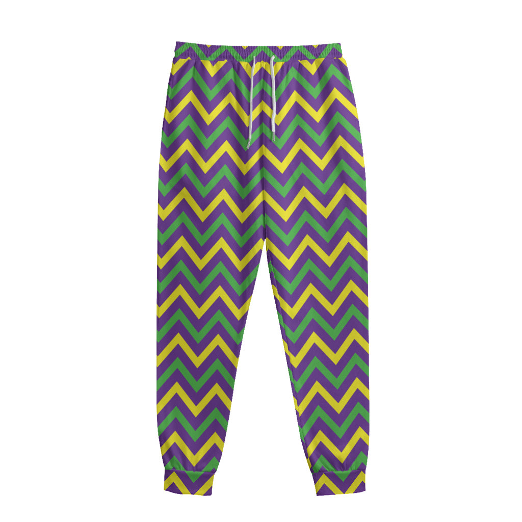 Mardi Gras Chevron Pattern Print Sweatpants