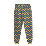 Mardi Gras Chevron Pattern Print Sweatpants