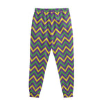 Mardi Gras Chevron Pattern Print Sweatpants